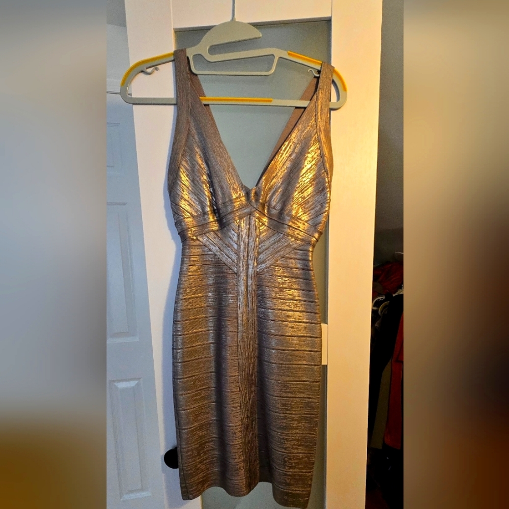 Herve Leger Elegant Metallic Dress